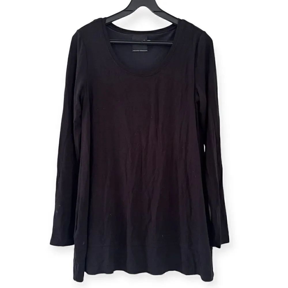 Lysse Black Long Sleeve Scoop Neck Compression Lined Tunic Top Size Small